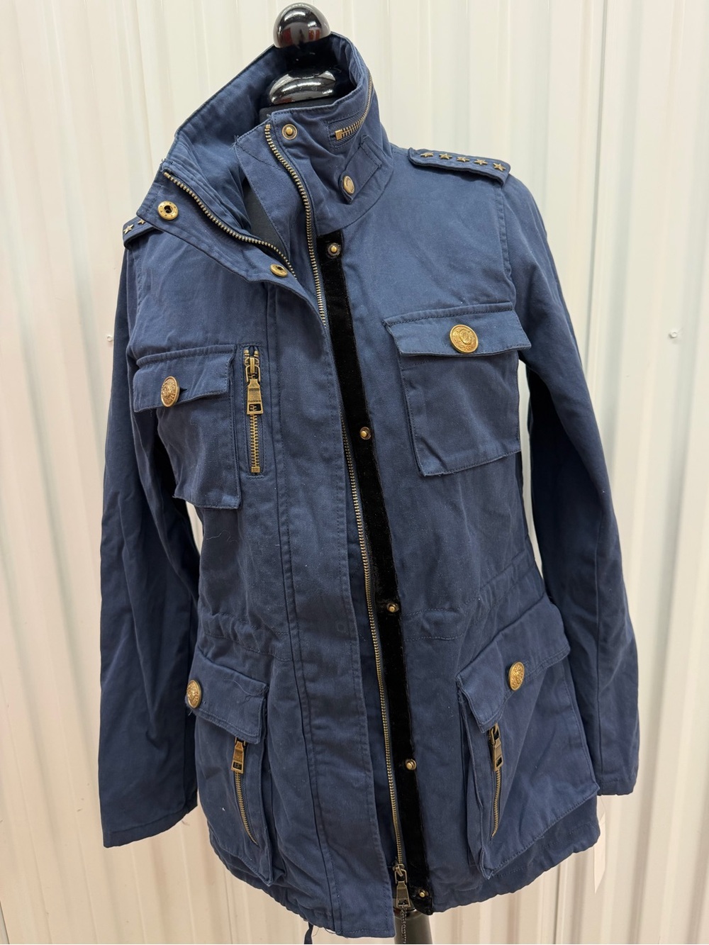 NWT Madden NyC Women's Navy Utility Jacket with Gold Hardware Size S